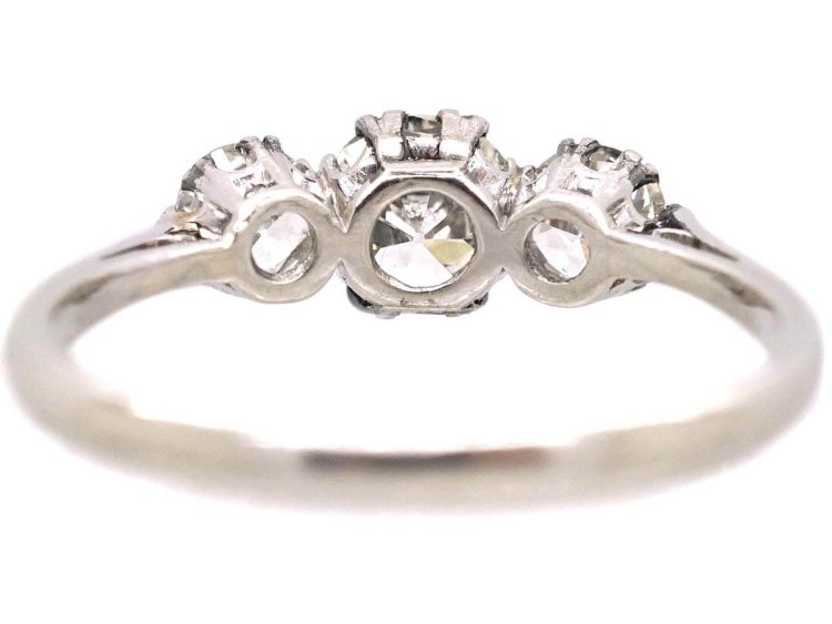 Early 20th Century Platinum, Three Stone Diamond Ring