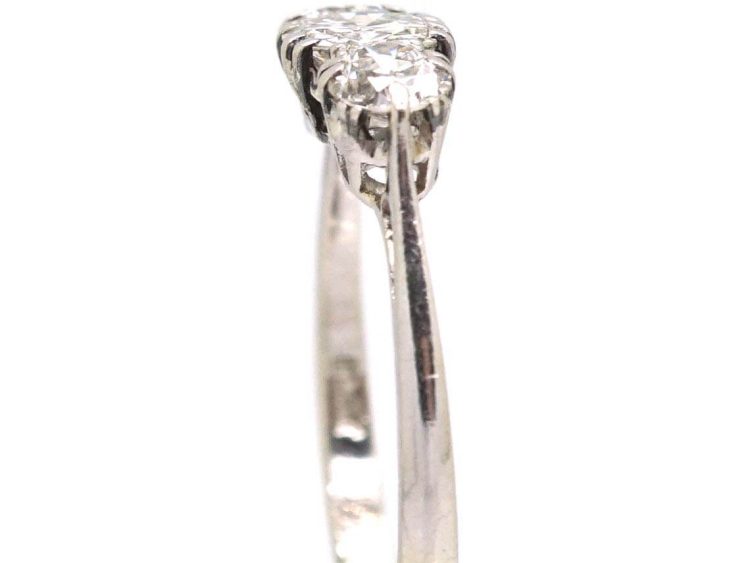 Early 20th Century Platinum, Three Stone Diamond Ring