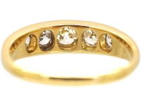 Victorian 18ct Gold Five Stone Old Mine Cut Diamond Rub Over Set Ring