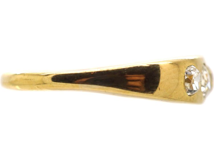 Victorian 18ct Gold Five Stone Old Mine Cut Diamond Rub Over Set Ring