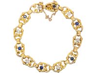 Edwardian 15ct Gold Ornate Bracelet set with Sapphires & Diamonds