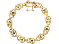 Edwardian 15ct Gold Ornate Bracelet set with Sapphires & Diamonds