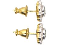 18ct White & Yellow Gold Aquamarine & Diamond Cluster Earrings