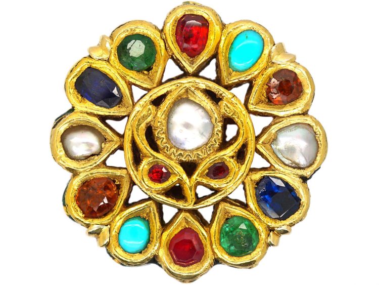 Early 20th Century 18ct Gold Multi Gem Brooch Mounted by Cartier, Paris