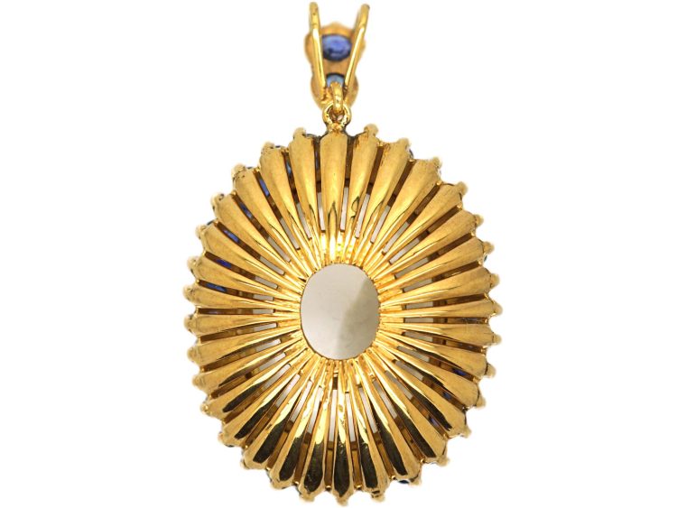Mid 20th Century 18ct Gold, Moonstone & Sapphire Pendant