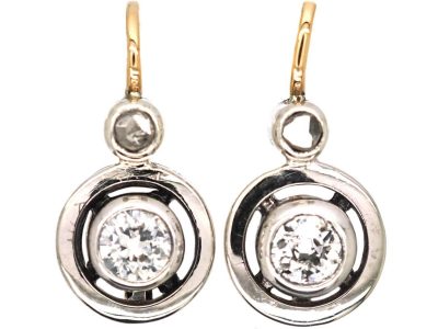 Art Deco 14ct Gold & Platinum Diamond Earrings