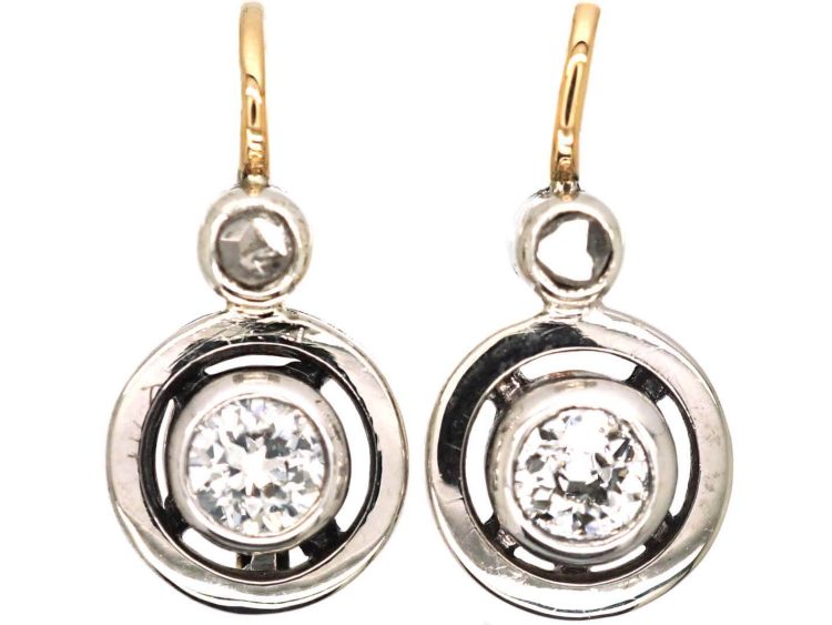 Art Deco 14ct Gold & Platinum Diamond Earrings