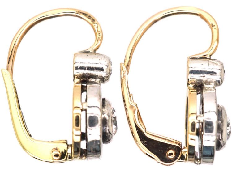 Art Deco 14ct Gold & Platinum Diamond Earrings