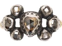 French Early 19th Century Rose Diamond Ring with Heart Shaped Rose Diamond in the Centre