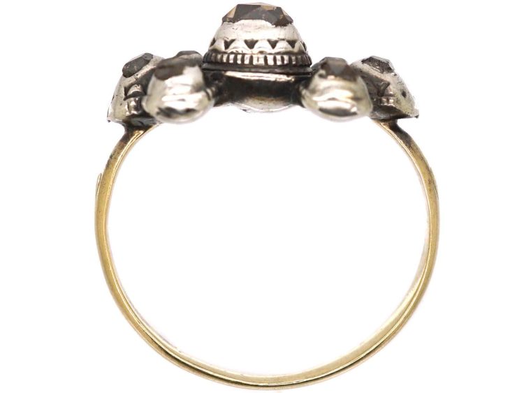 French Early 19th Century Rose Diamond Ring with Heart Shaped Rose Diamond in the Centre