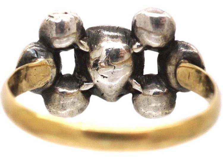 French Early 19th Century Rose Diamond Ring with Heart Shaped Rose Diamond in the Centre