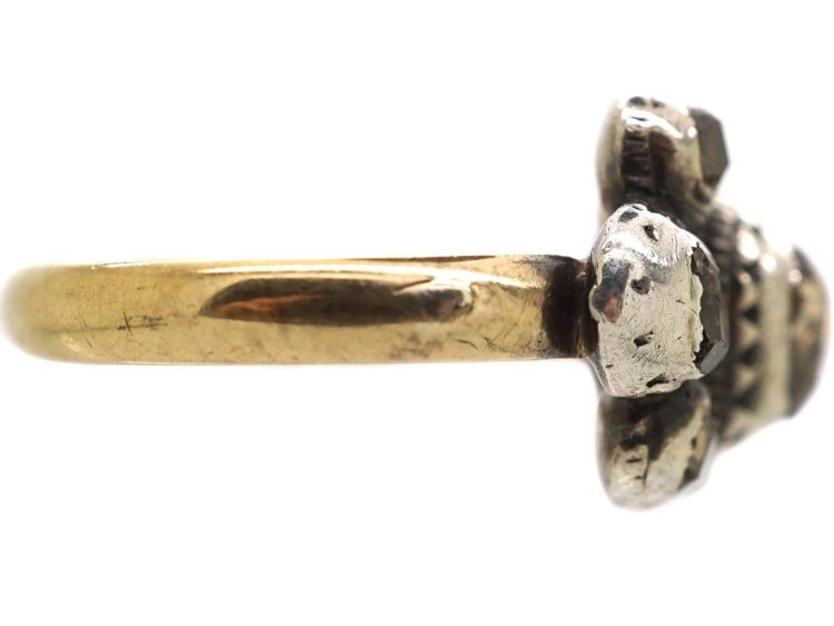 French Early 19th Century Rose Diamond Ring with Heart Shaped Rose Diamond in the Centre