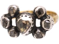 French Early 19th Century Rose Diamond Ring with Heart Shaped Rose Diamond in the Centre