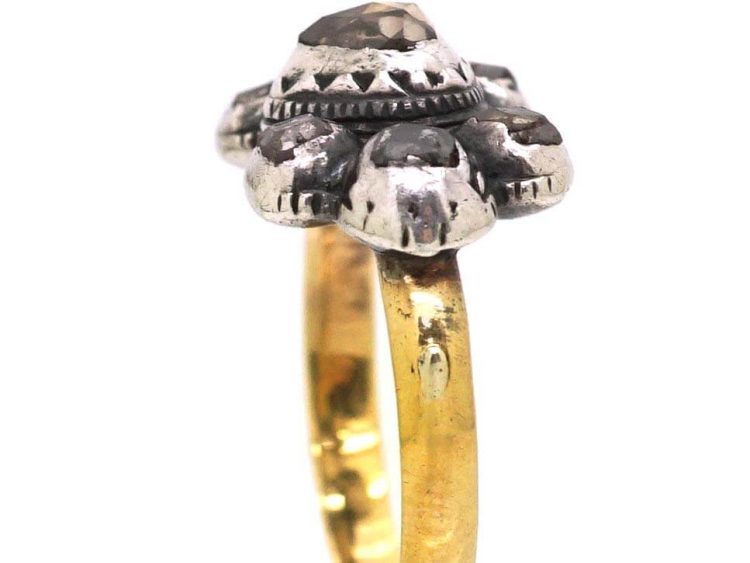 French Early 19th Century Rose Diamond Ring with Heart Shaped Rose Diamond in the Centre