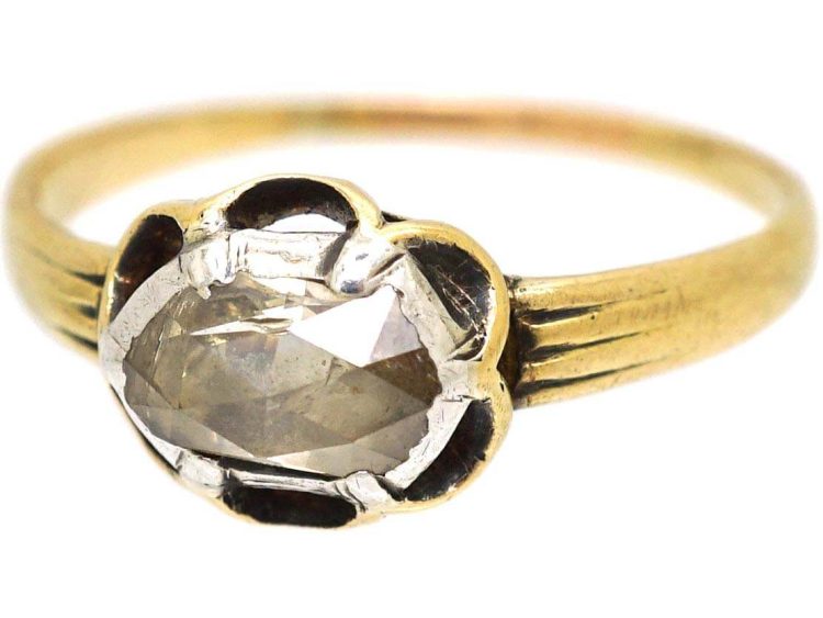 Swedish 19th Century Gold & Silver Rose Diamond Ring