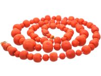 Victorian Long Strand of Coral Beads