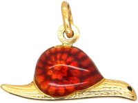 18ct Gold Red Enamel Snail Pendant