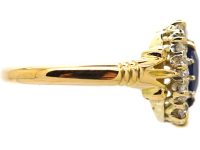 Edwardian 18ct Gold Sapphire & Diamond Oval Cluster Ring