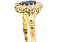 Edwardian 18ct Gold Sapphire & Diamond Oval Cluster Ring