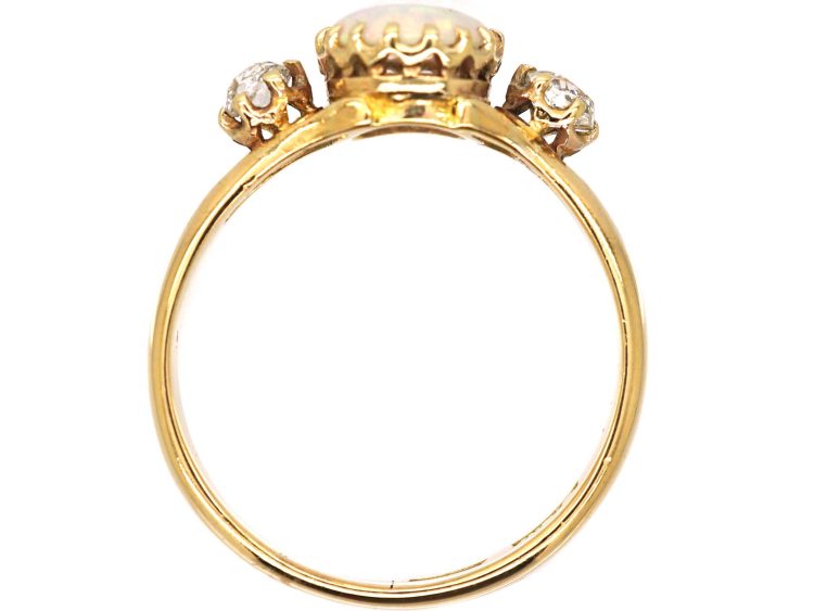 Edwardian 18ct Gold Ring set with an Opal & Two Diamonds
