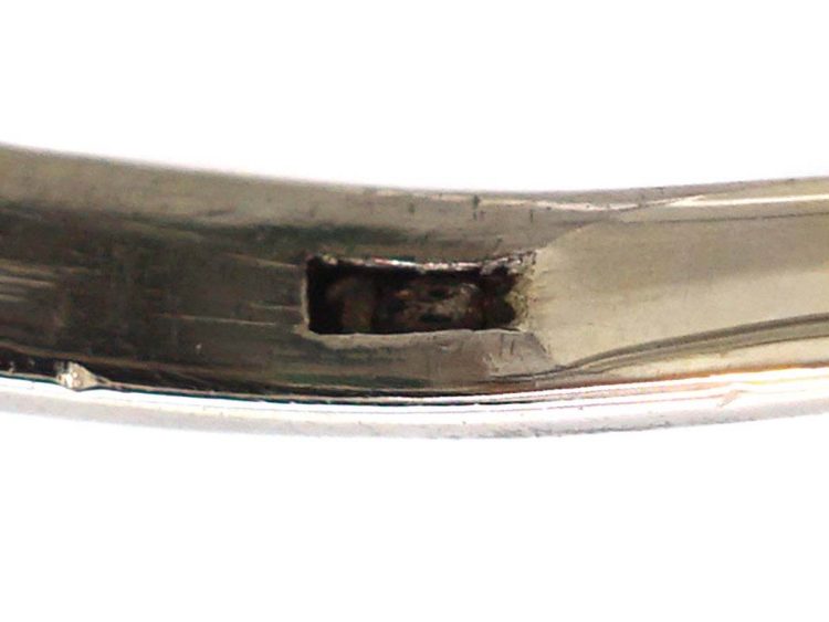 Art Deco 18ct White Gold Emerald & Diamond Three Stone Ring