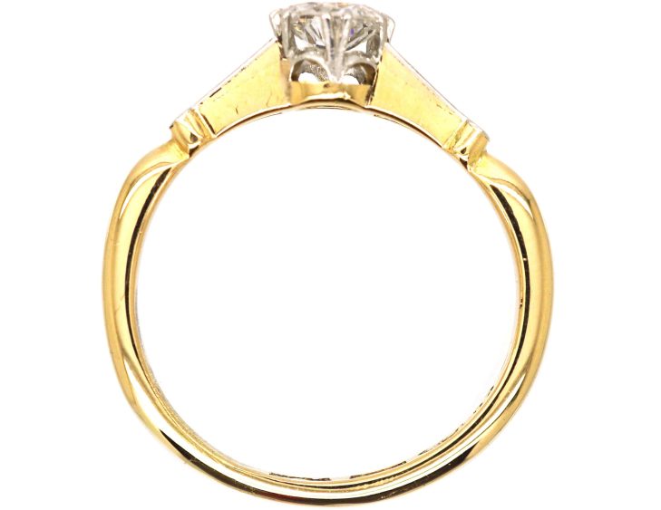 Early 20th Century 18ct Gold & Platinum, Diamond Solitaire Ring