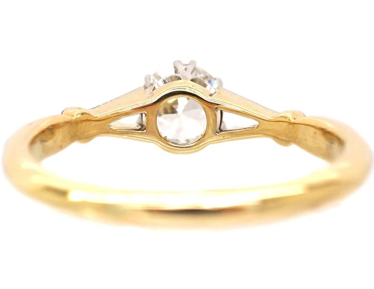 Early 20th Century 18ct Gold & Platinum, Diamond Solitaire Ring