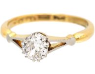Early 20th Century 18ct Gold & Platinum, Diamond Solitaire Ring
