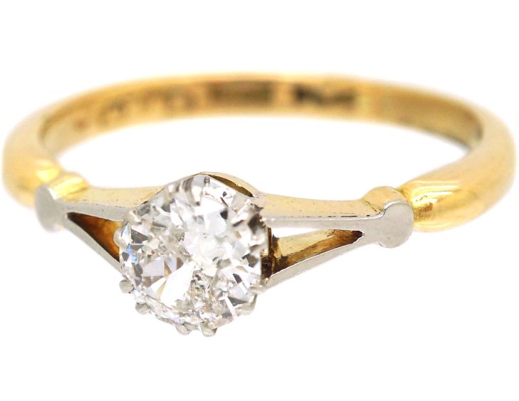 Early 20th Century 18ct Gold & Platinum, Diamond Solitaire Ring