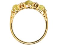 Victorian 18ct Gold Three Stone Chrysoberyl Cat's Eye & Diamond Ring