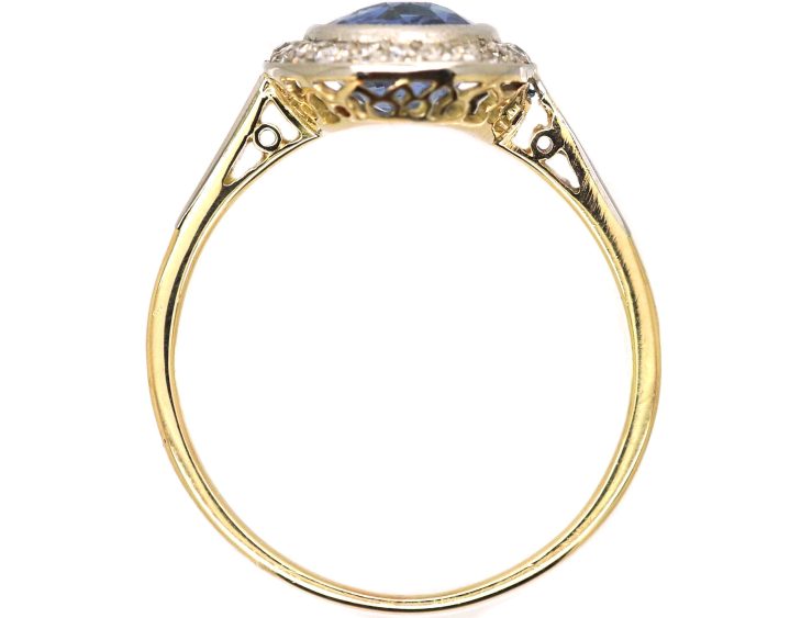 Edwardian 18ct Gold & Platinum, Sapphire & Diamond Oval Cluster Ring