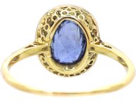 Edwardian 18ct Gold & Platinum, Sapphire & Diamond Oval Cluster Ring