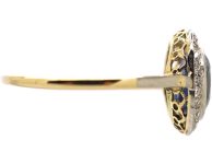 Edwardian 18ct Gold & Platinum, Sapphire & Diamond Oval Cluster Ring