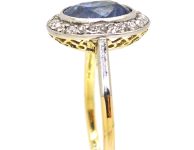 Edwardian 18ct Gold & Platinum, Sapphire & Diamond Oval Cluster Ring