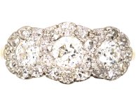 Edwardian 18ct Gold & Platinum Triple Cluster Diamond Ring
