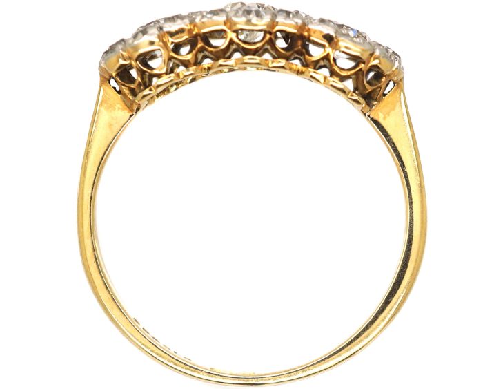 Edwardian 18ct Gold & Platinum Triple Cluster Diamond Ring
