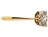 Edwardian 18ct Gold & Platinum Triple Cluster Diamond Ring