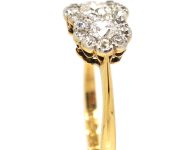 Edwardian 18ct Gold & Platinum Triple Cluster Diamond Ring