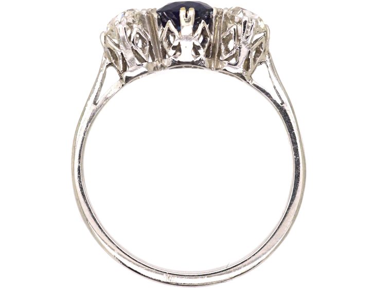 Early 20th Century Platinum, Sapphire & Diamond Three Stone Ring