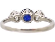 Early 20th Century Platinum, Sapphire & Diamond Three Stone Ring