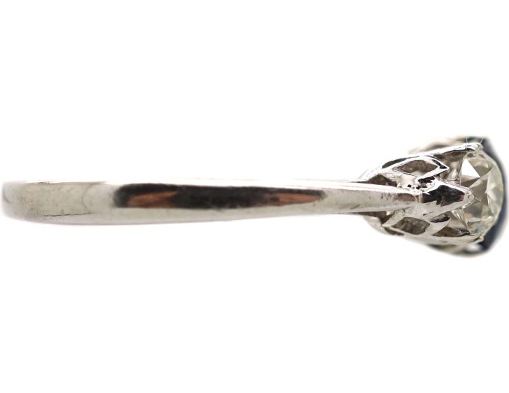 Early 20th Century Platinum, Sapphire & Diamond Three Stone Ring