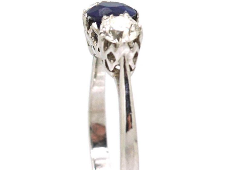 Early 20th Century Platinum, Sapphire & Diamond Three Stone Ring