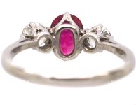 18ct White Gold, Ruby & Diamond Three Stone Ring by Cropp & Farr