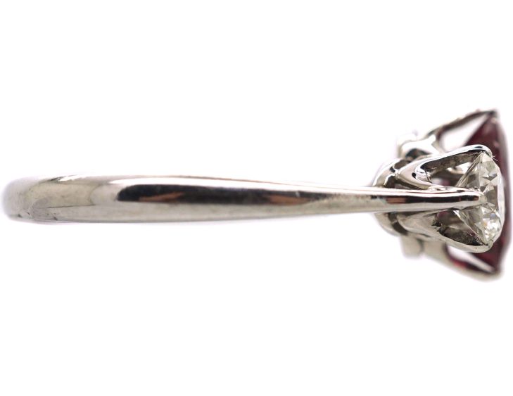 18ct White Gold, Ruby & Diamond Three Stone Ring by Cropp & Farr