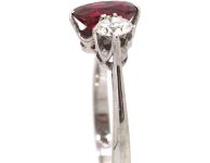 18ct White Gold, Ruby & Diamond Three Stone Ring by Cropp & Farr