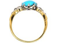 Edwardian 18ct Gold, Turquoise & Rose Diamond Ring