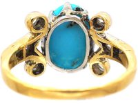 Edwardian 18ct Gold, Turquoise & Rose Diamond Ring