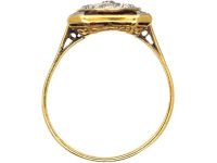Art Deco 18ct Gold & Platinum, Ruby & Diamond Ornate Target Ring