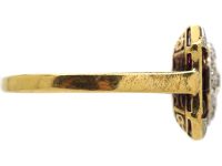 Art Deco 18ct Gold & Platinum, Ruby & Diamond Ornate Target Ring