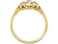 Victorian 18ct Gold Diamond Cluster Ring with Pierced Shoulders
